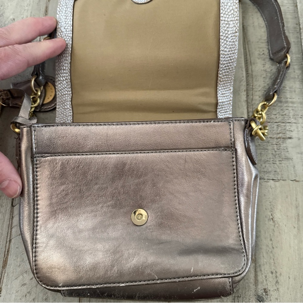 Tahari Metallic Silver Shoulder Bag chain accents - Picture 4 of 10